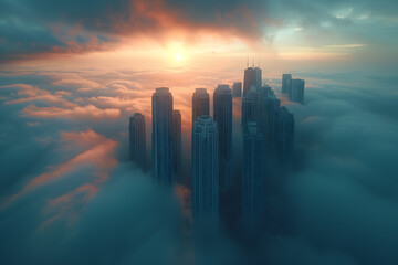 view of futuristic clouds in the clouds
 - obrazy, fototapety, plakaty