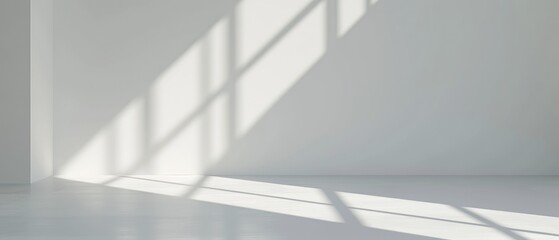 Minimalist White Interior with Sunlight Shadows