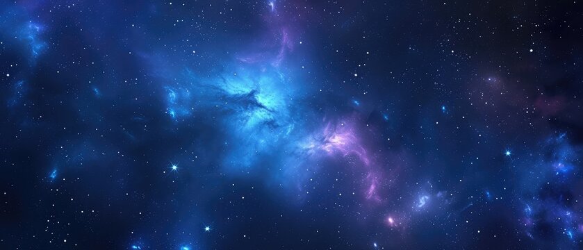 Majestic Blue Nebula in Star-Filled Sky