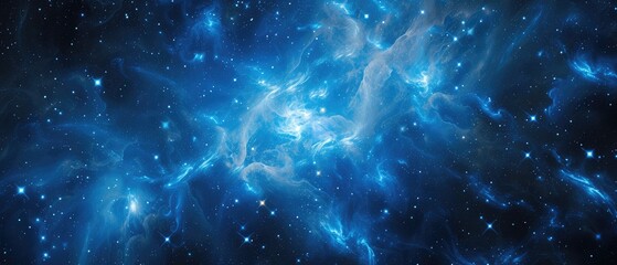 Obraz premium Mystical Blue Nebula Space Background