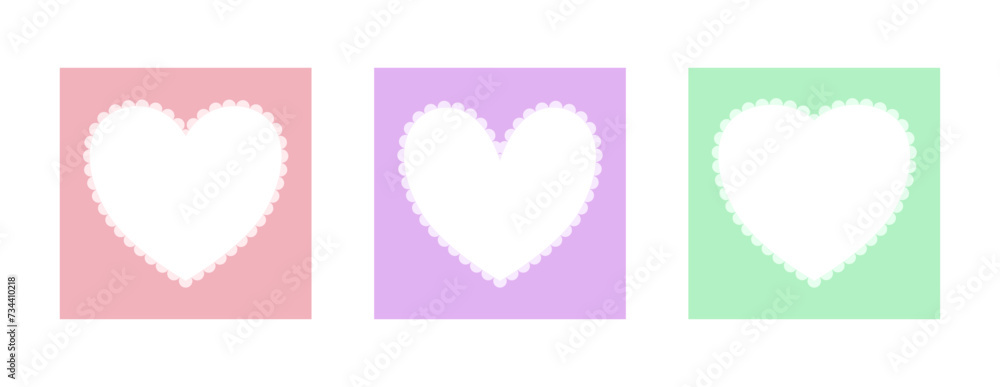 Poster set of cute romantic frames – collection of isolated frames on transparent background