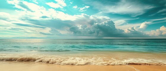 Tranquil Seascape with Dramatic Clouds at Dusk