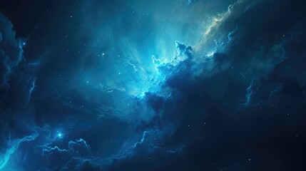 Fototapeta na wymiar Ethereal Blue Nebula Shining in Deep Space