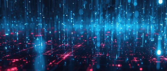 Obraz premium Digital Data Stream Network in Blue and Red