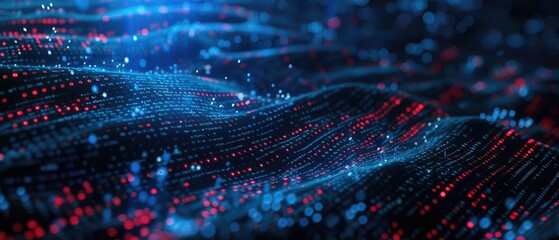 Fototapeta premium Abstract Digital Data Waves on Dark Background
