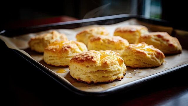 Zooming in on a Pan of Southern Biscuits
