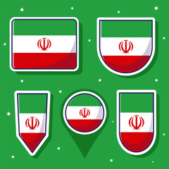 Obraz premium Iran national flag cartoon vector illustration bundle packs