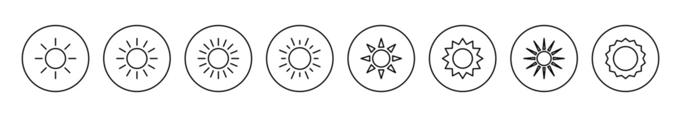 Sun icon set vector. Brightness sign and symbol.