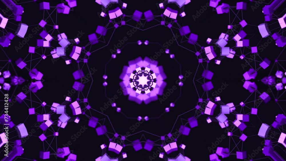 Poster electronic kaleidoscopic pattern. design. moving electronic pattern with kaleidoscopic effect. beaut