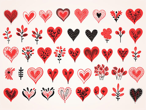 Set of grunge hearts. Design elements. Retro background. Vintage background. Valentine background. Abstract background. Hand drawn. Grunge heart. Abstract shape