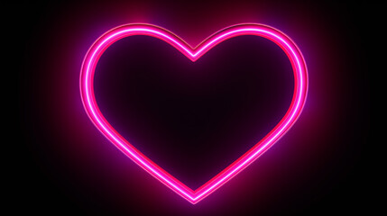 3D pink neon color of love heart illustration