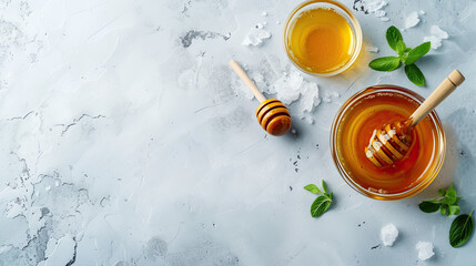 Obraz na płótnie Canvas pure honey with copy space top view 