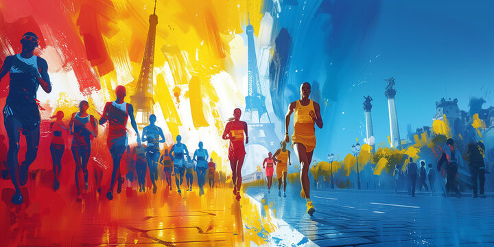 minimalistic line quality design, graphic that is a summer Olympic games PARIS, background, Olympic games, The 2024 Summer Olympics. Paris 2024