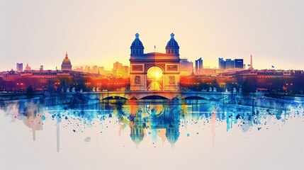 minimalistic line quality design graphic summer Olympic games PARIS, background, Olympic games, The 2024 Summer Olympics. Paris 2024 France