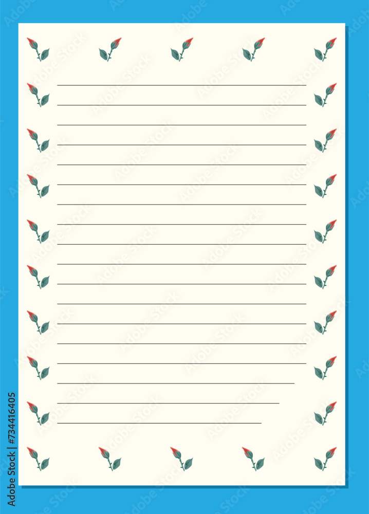 Poster empty writing sheets with line paper templates.
