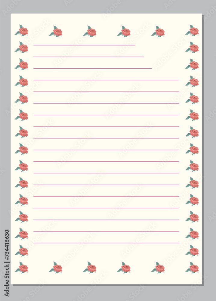 Poster empty writing sheets with line paper templates.
