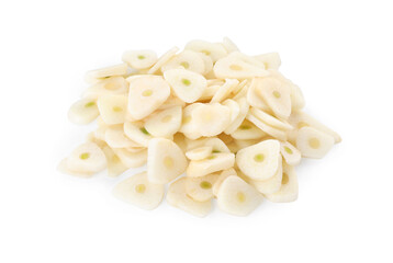 Pieces of fresh garlic isolated on white