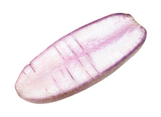 Piece of purple daikon radish isolated on white