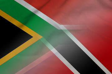 South Africa and Trinidad and Tobago official flag international contract TTO ZAF - obrazy, fototapety, plakaty