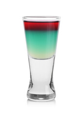 Shooter in shot glass isolated on white