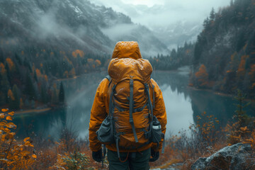 A photograph of an explorer in a remote wilderness, conveying the authenticity of the connection with nature and the thrill of discovery. Concept of genuine exploration. Generative Ai.