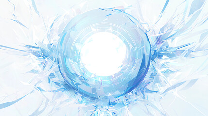 Light-Blue Circular Pattern Fantasy Banner on a White Background - obrazy, fototapety, plakaty