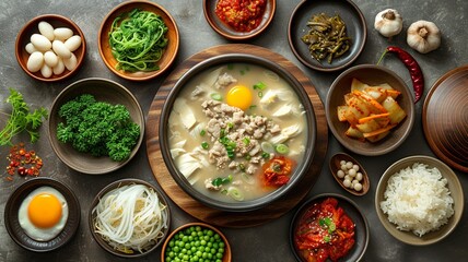 Mountain Morning Korean Cuisine Flat Lay

