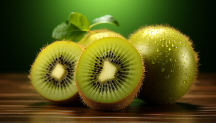 Freshness and nature in a slice of organic kiwi generated by AI