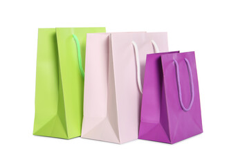 Colorful paper shopping bags isolated on white