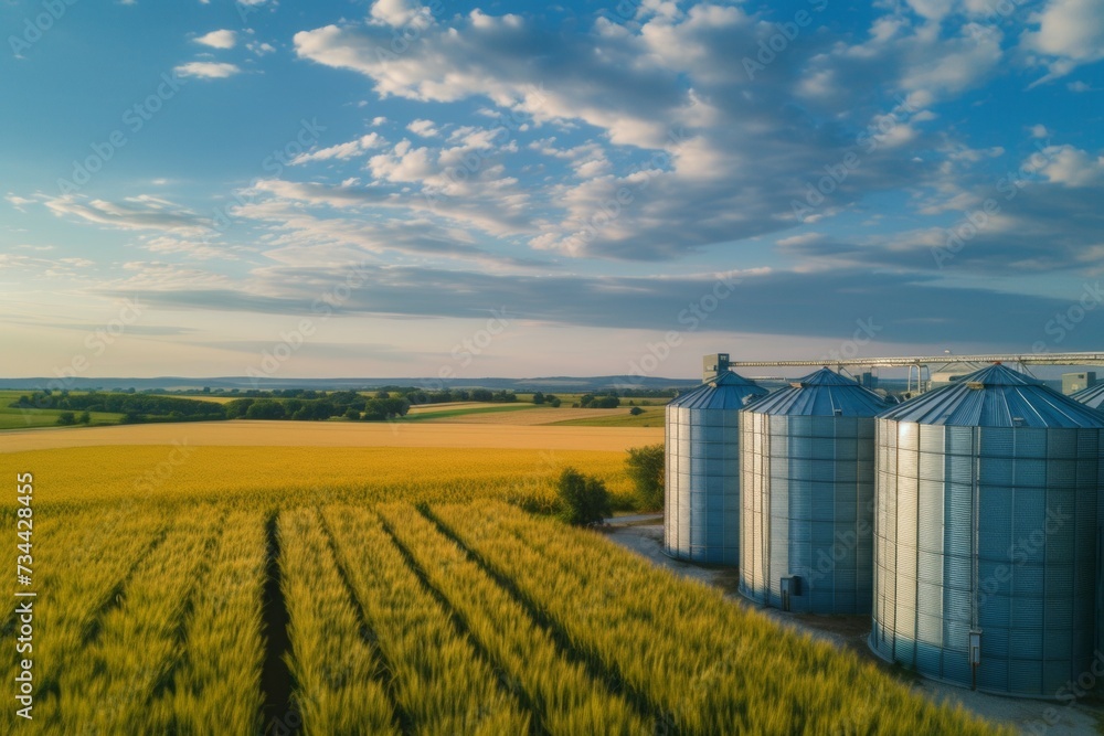 Poster elevator on a farm. background with selective focus and copy space