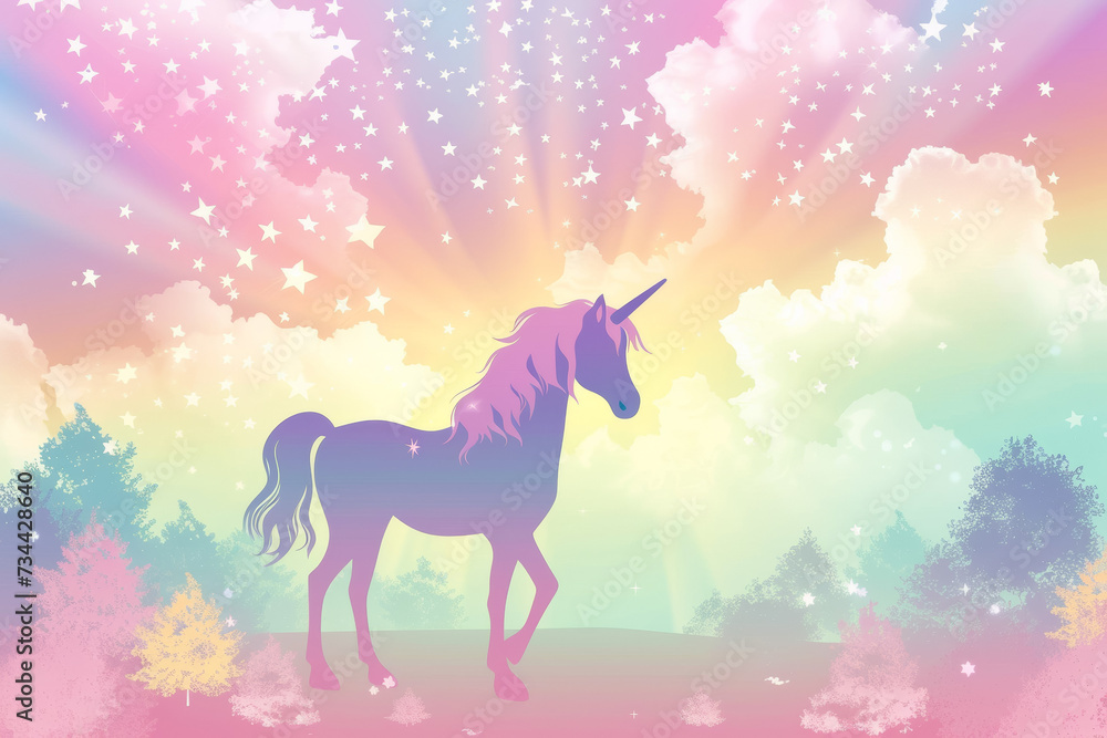 Poster rainbow unicorn. background with selective focus and copy space