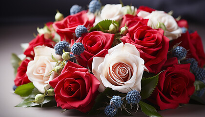 Romantic bouquet of fresh flowers, nature beauty in a vase generated by AI