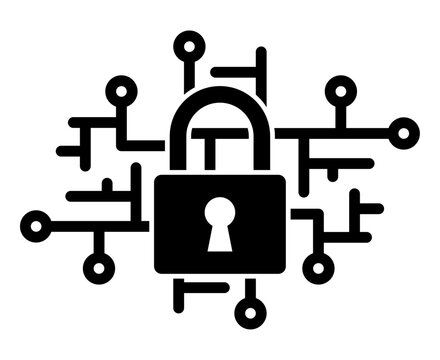 black padlock with circuit board design clip art preview