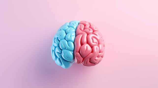 Brain background, bright human brain on isolated background