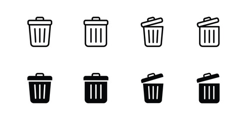 trash can icon set, Trash bin icon, Delete icon vector illustration