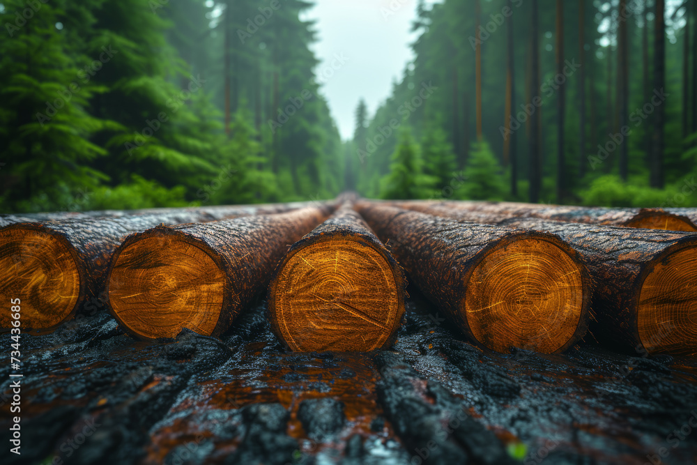 Poster sustainable forestry practices utilizing technology for responsible logging and forest management. c