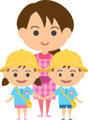 手をつなぐ園児と保育士のイメージイラスト