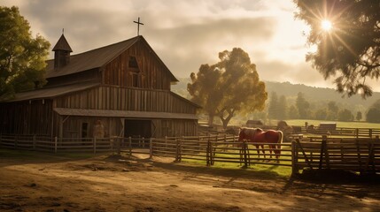 stable horse farm barn - obrazy, fototapety, plakaty