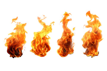 set Fire flames isolated on transparent and white background.PNG image	