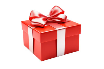Obraz premium gift box with white ribbon and bow isolated on transparent and white background.PNG image 