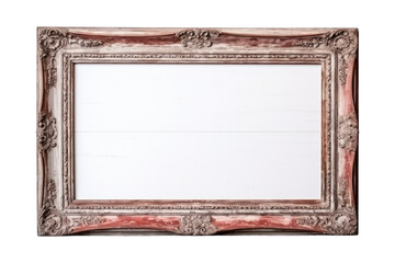 Old picture frame isolated on transparent and white background.PNG image	