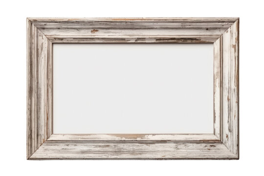 Old picture frame isolated on transparent and white background.PNG image	