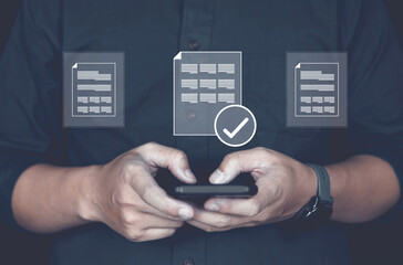 Data check sheet online and feedback data concept.