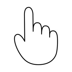 Hand with pointing index finger isolated vector icon. Touch, point or click hand gesture clipart element. Pointer cursor sign. - obrazy, fototapety, plakaty