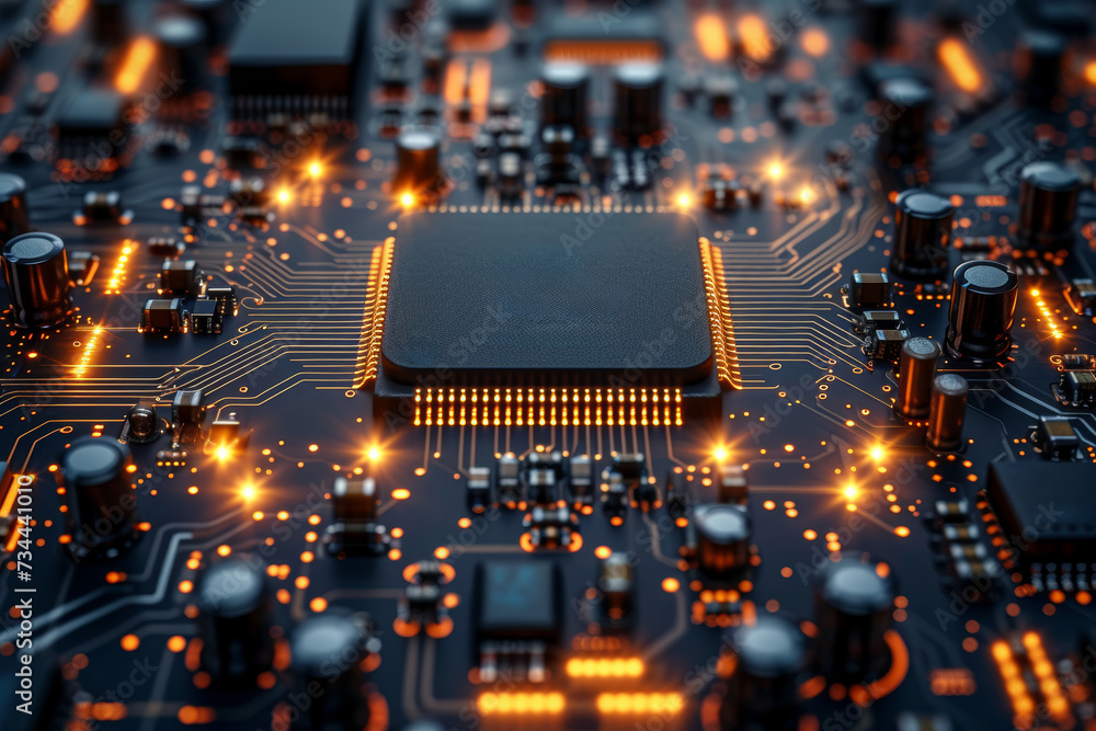 Poster a digital circuit board pattern, symbolizing technological interconnectedness and the complex networ