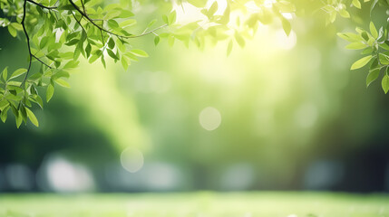 Obraz premium Spring season, vibrant green background