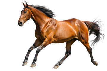 Bay horse, isolated on transparent and white background.PNG image