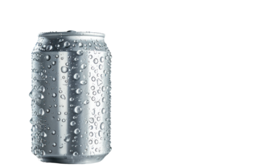 soda can with water drops ,Water drops on beverage cans, isolated on transparent and white background.PNG image	