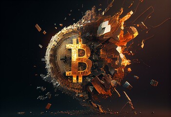 Concept of bitcoin crypto crash. Generative AI