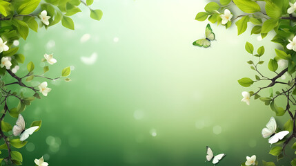 Spring season, vibrant green background